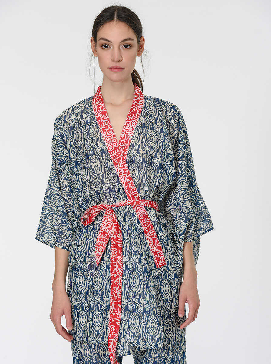Kuşaklı Renkli Kimono Standart Renk