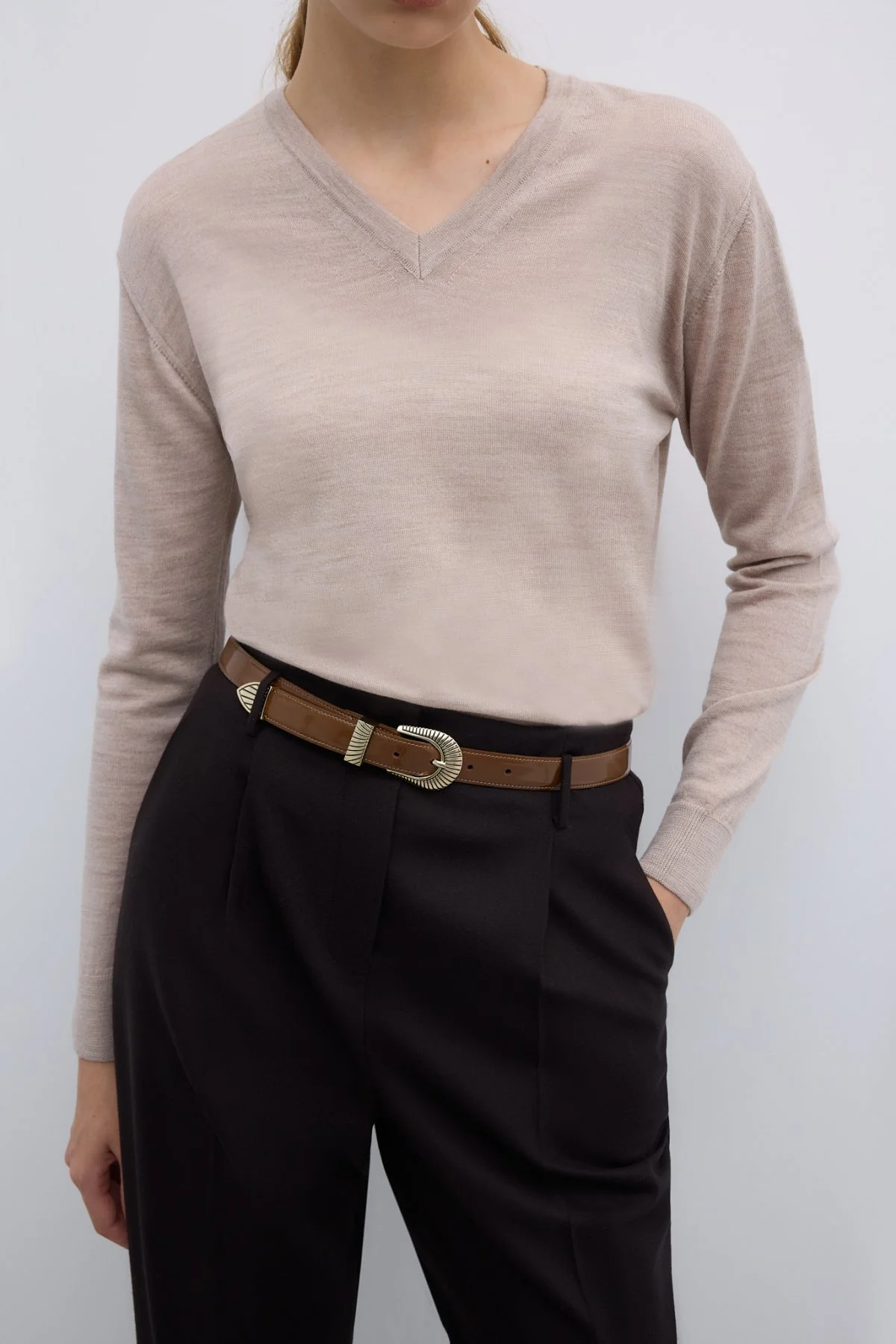 %100 Deri Eskitme Toka Detaylı Kemer Camel - 1