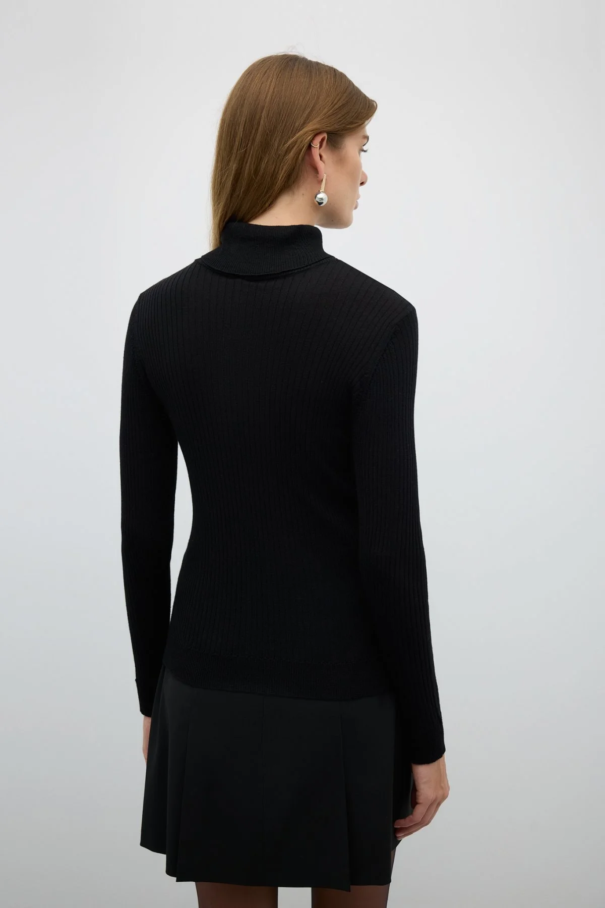 %100 Yün Balıkçı Yaka Triko Siyah - 2