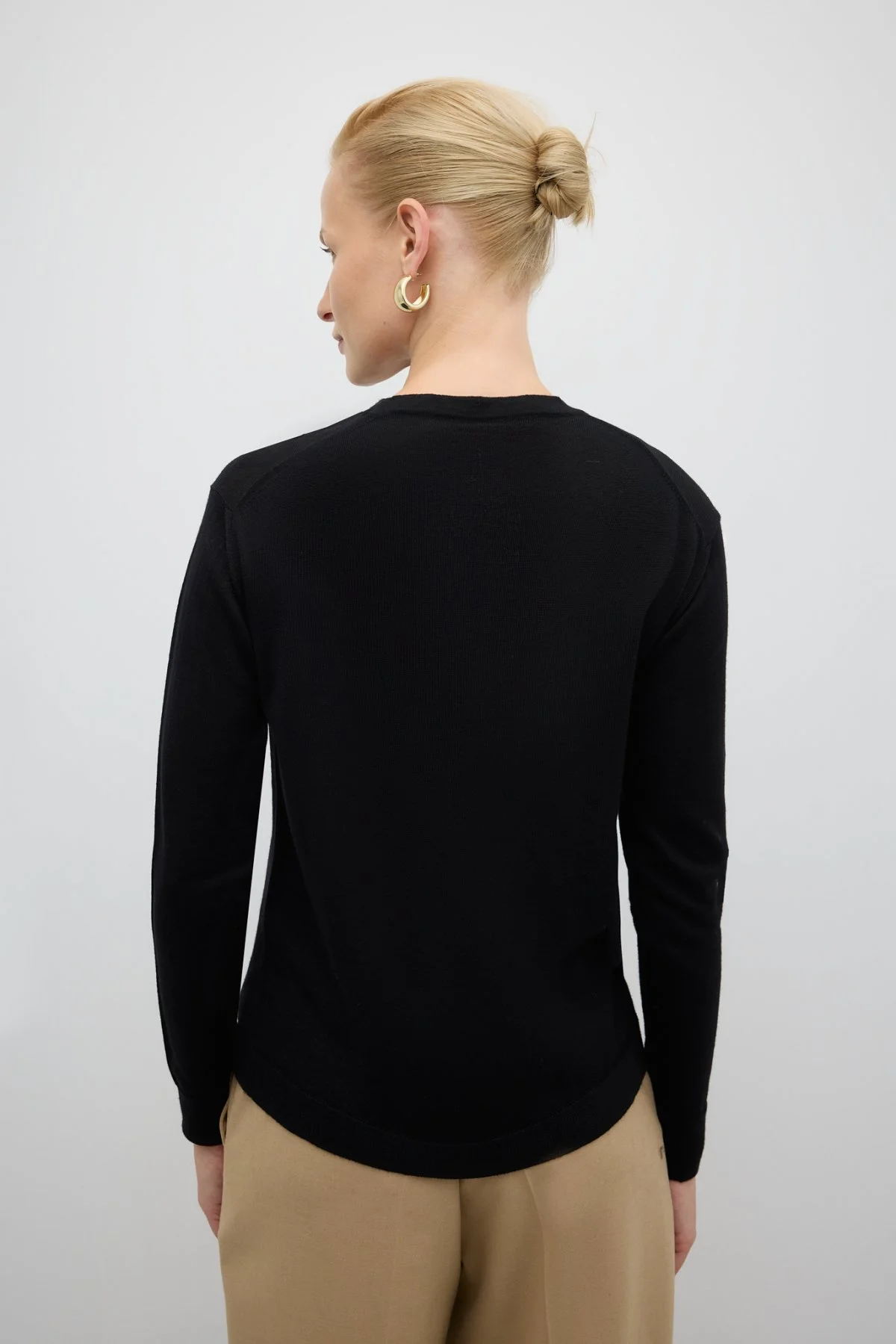 %100 Yün Bisiklet Yaka Triko Siyah - 2