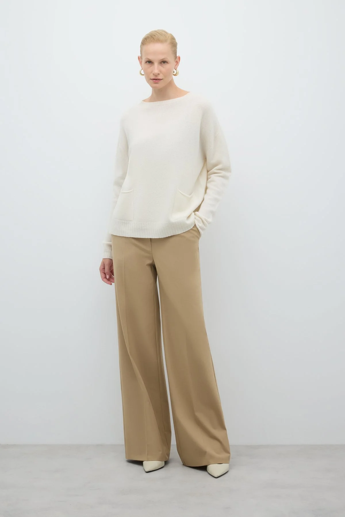 %100 Yün Çift Cepli Triko Kum - 3