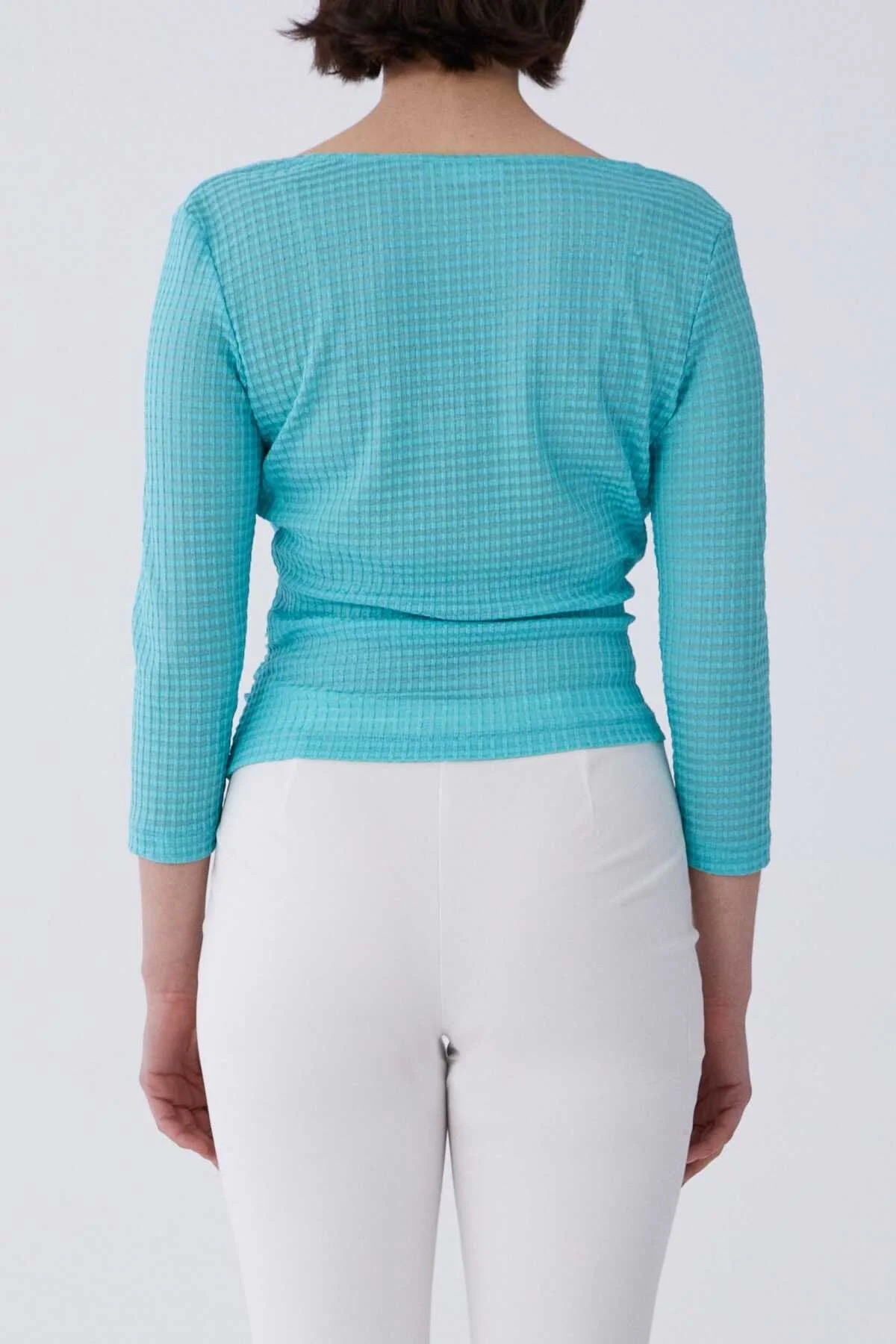 Anvelop Yaka Bluz Turkuaz - 2