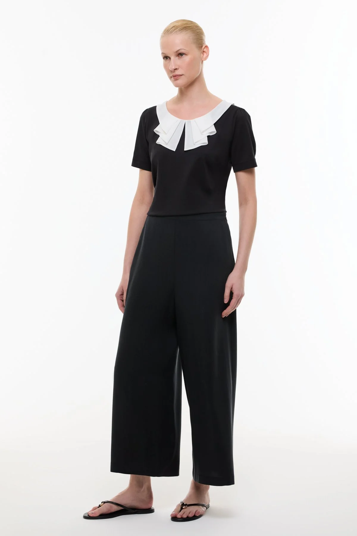 Arka Beli Lastikli Geniş Paça Pantolon Lacivert - 3