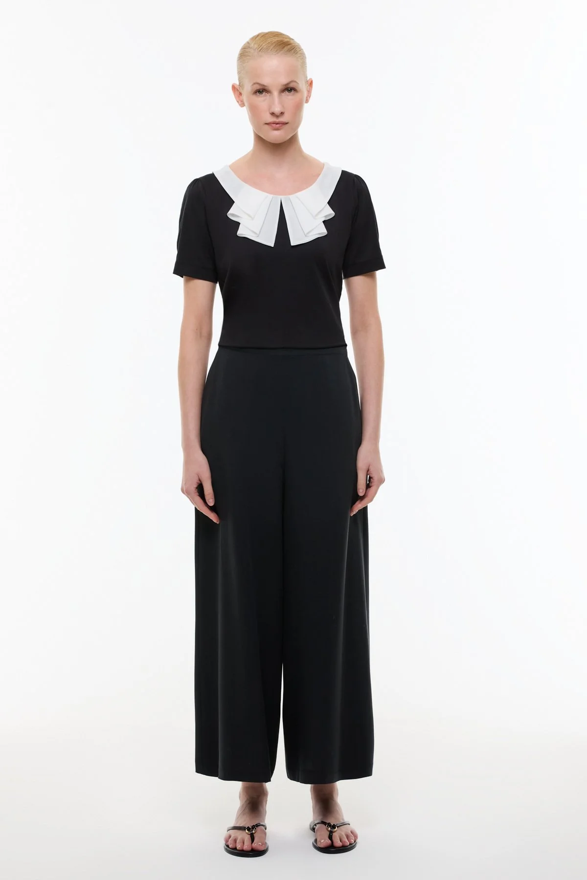 Arka Beli Lastikli Geniş Paça Pantolon Lacivert - 1