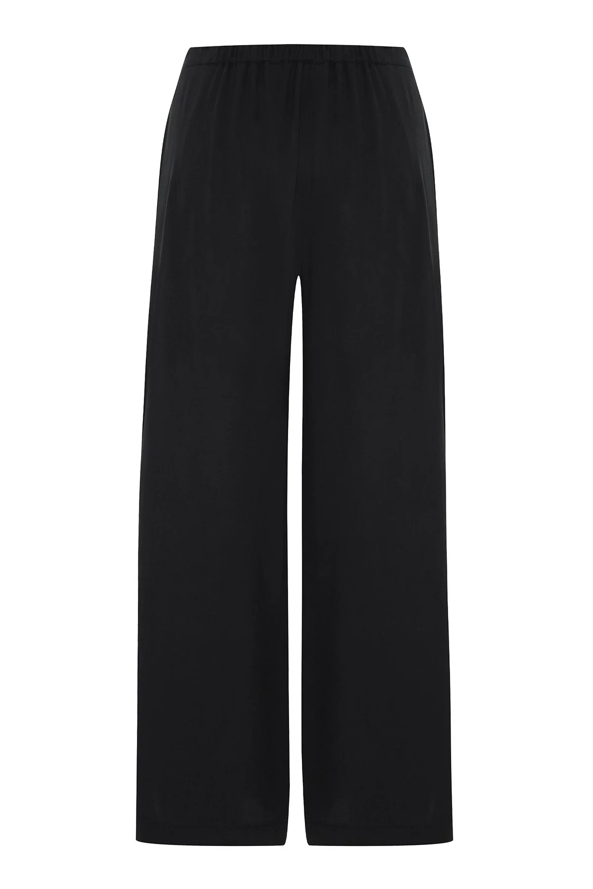 Arka Beli Lastikli Geniş Paça Pantolon Lacivert - 5