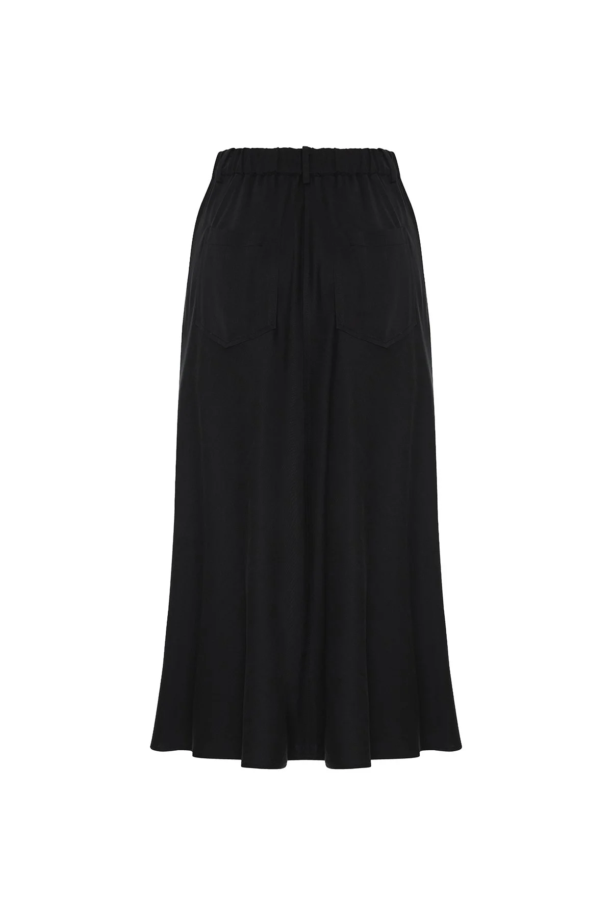 Arka Beli Lastikli Midi Boy Etek Lacivert - 6