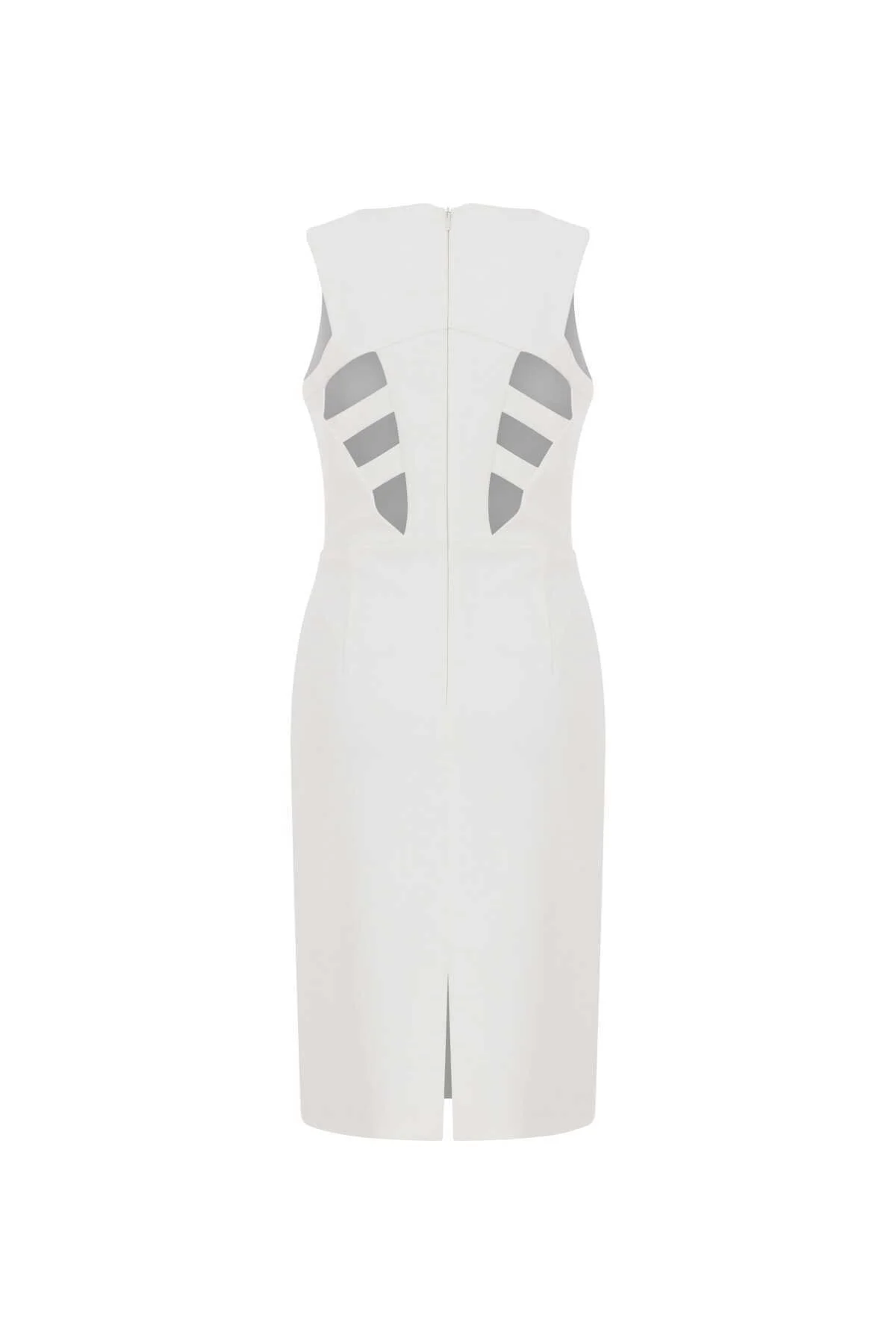  Arkası Cut Out Detaylı Midi Elbise Ekru - 5