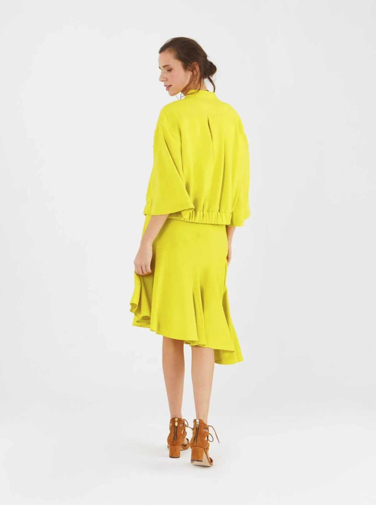 Asimetrik Kesim Etek Sarı - 2