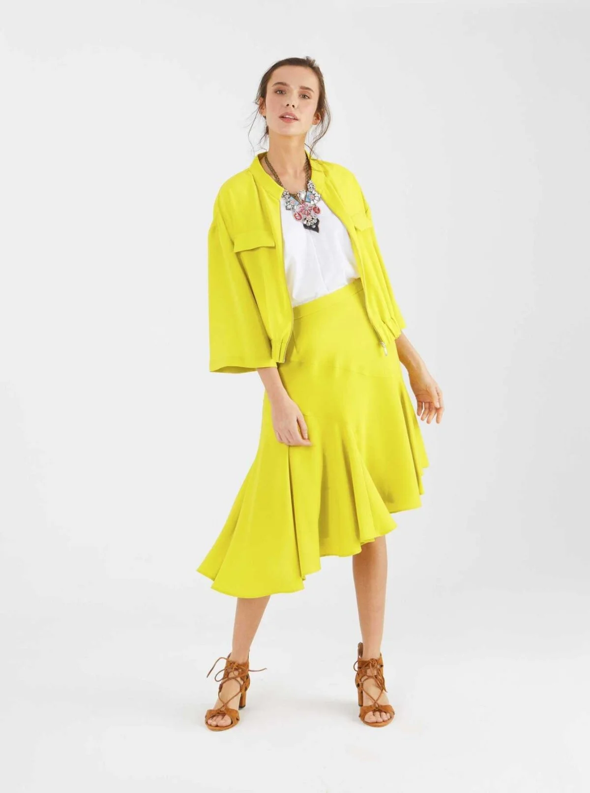 Asimetrik Kesim Etek Sarı - 1