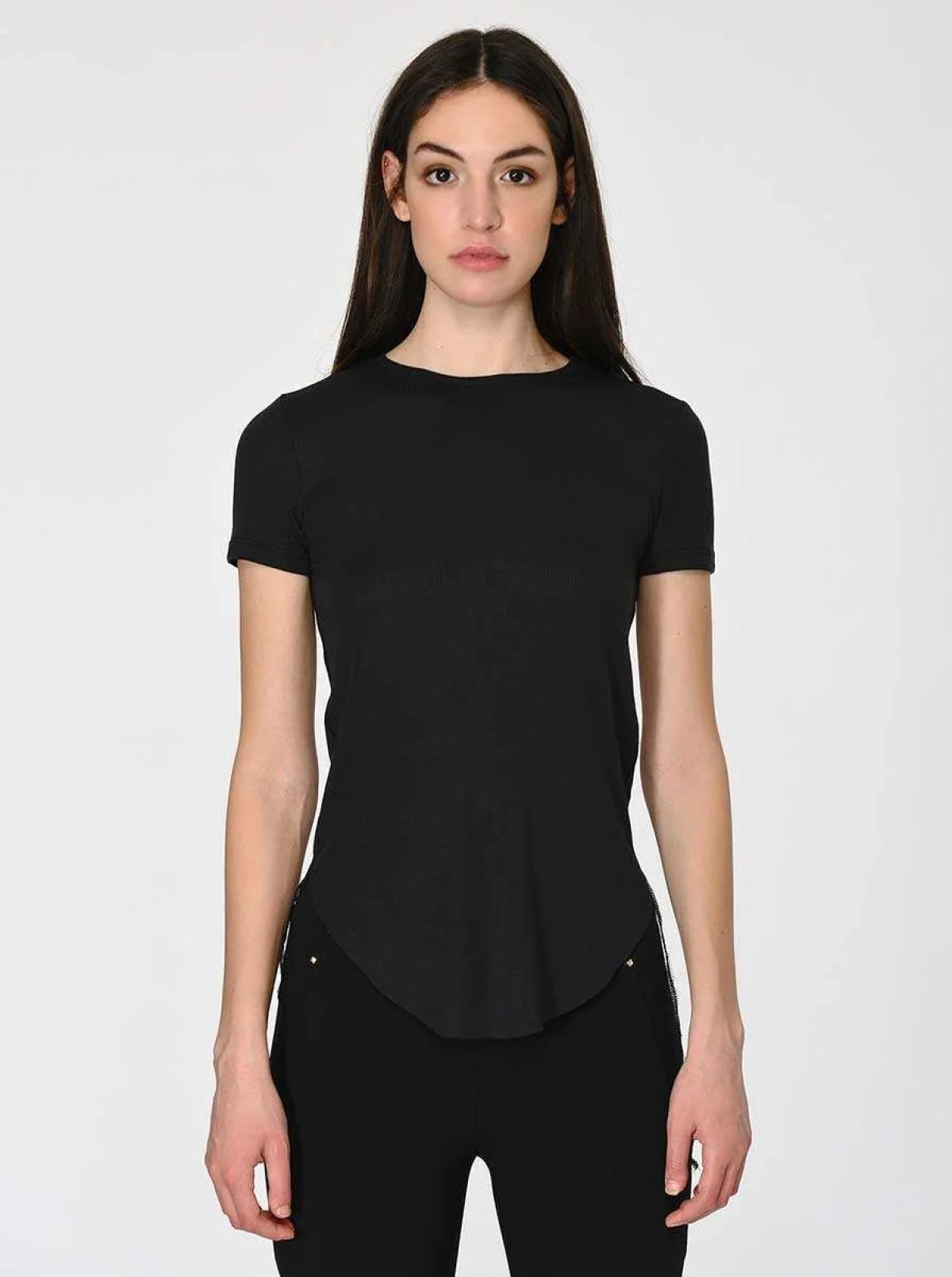 Asimetrik Kesim T-Shirt Siyah - 1