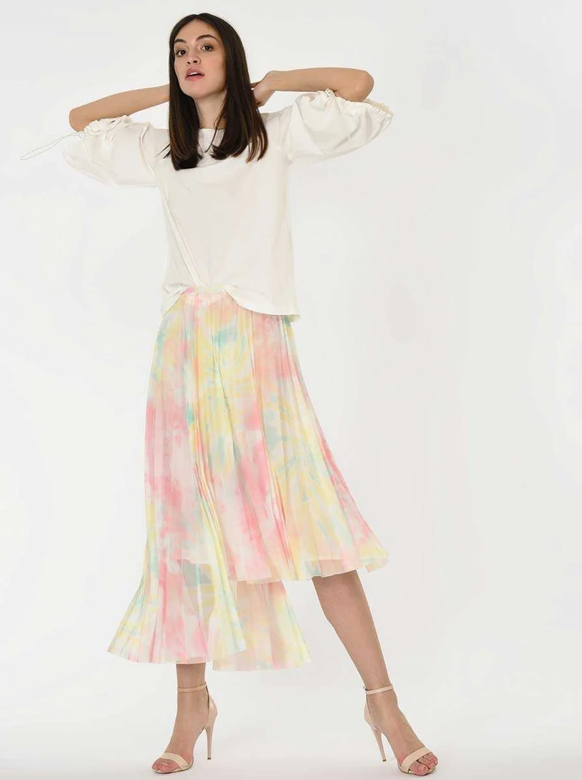 Asimetrik Piliseli Renkli Etek Standart Renk - 4