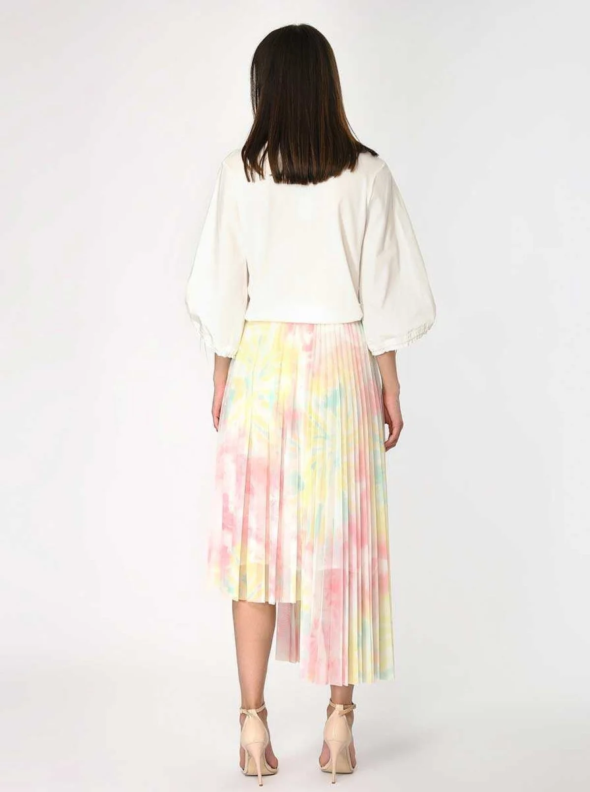 Asimetrik Piliseli Renkli Etek Standart Renk - 2