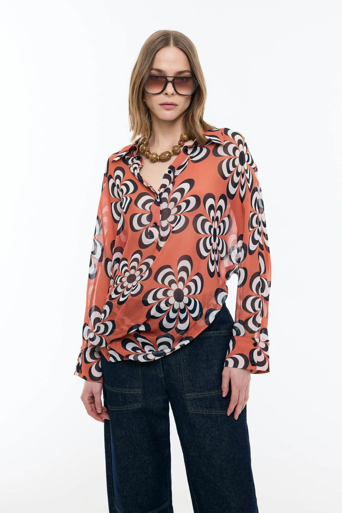 Asimetrik Uzun Kollu Bluz Standart Renk - 1