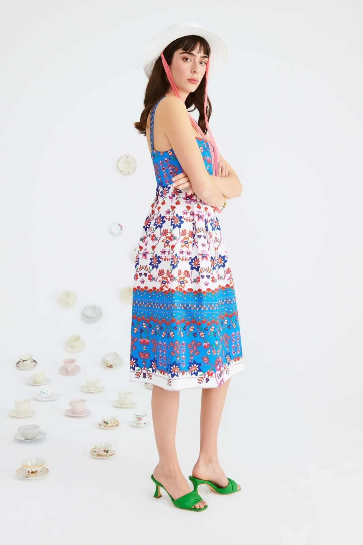 Askılı Çiçek Desenli Günlük Elbise Standart Renk - 3