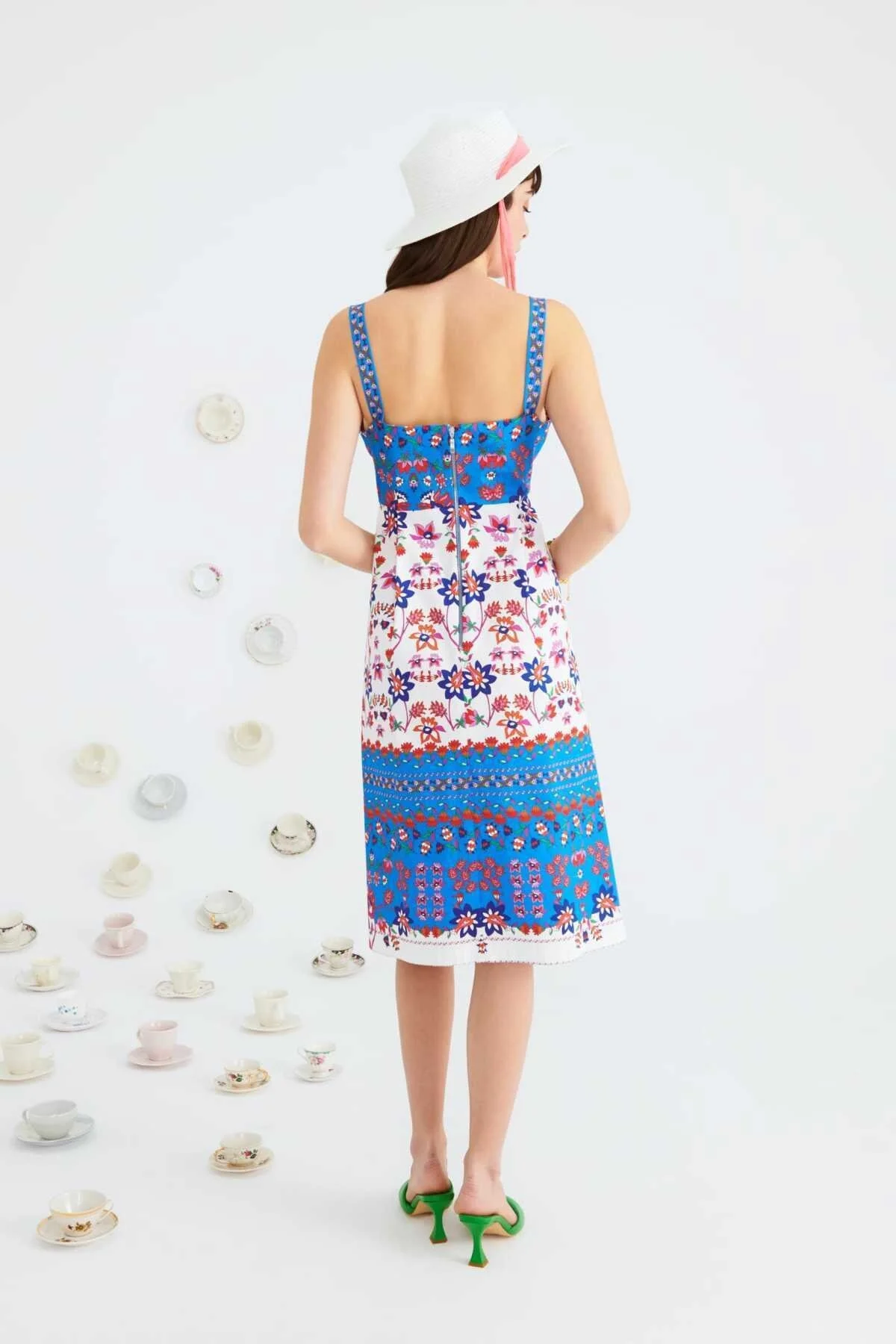 Askılı Çiçek Desenli Günlük Elbise Standart Renk - 2