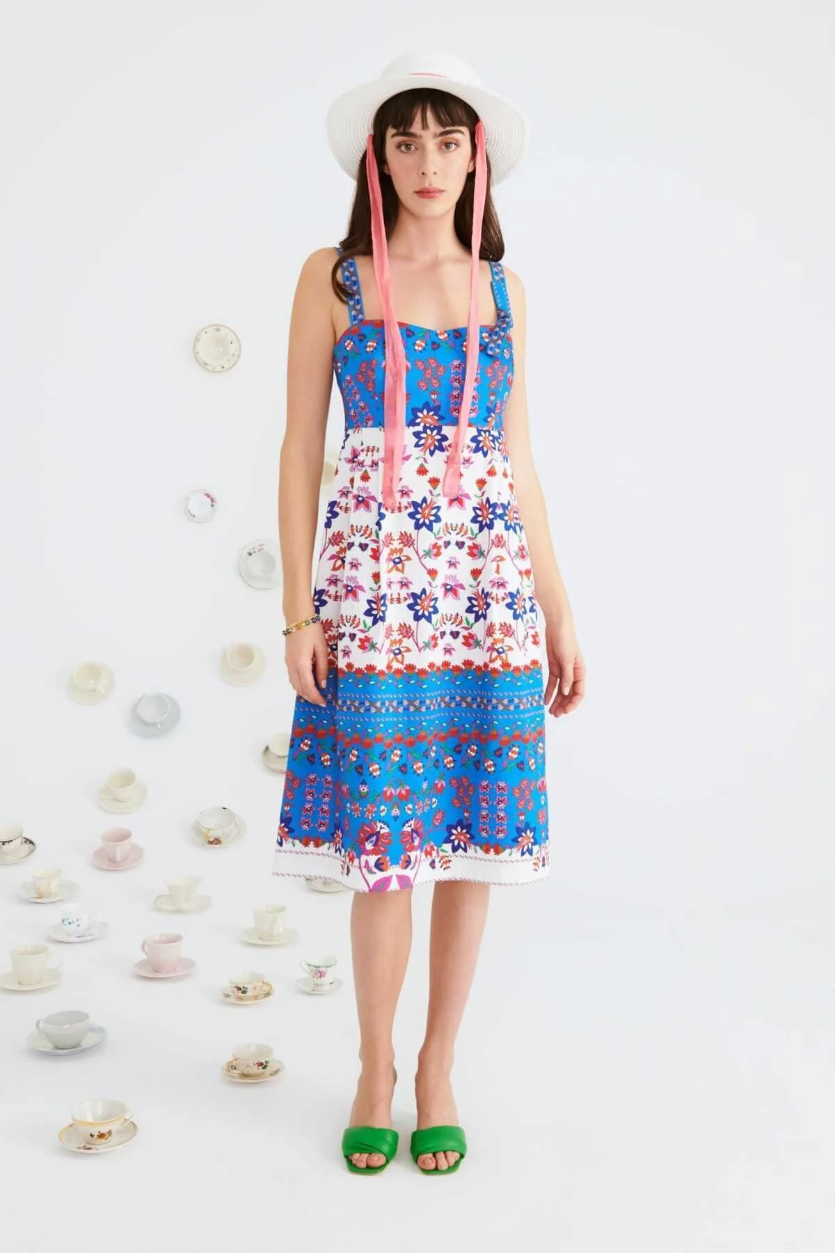 Askılı Çiçek Desenli Günlük Elbise Standart Renk - 1