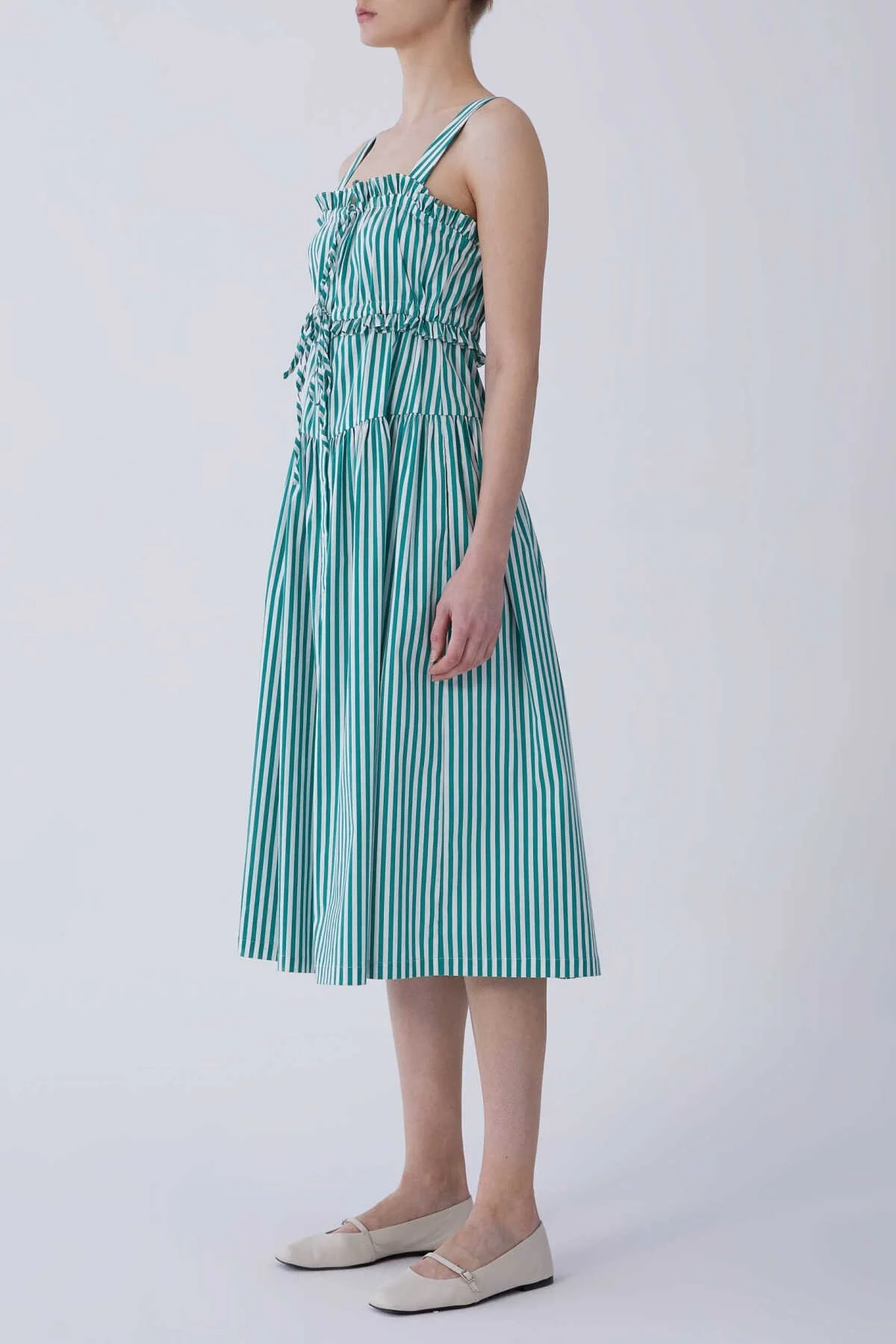 Askılı Çizgili Midi Elbise Standart Renk - 3