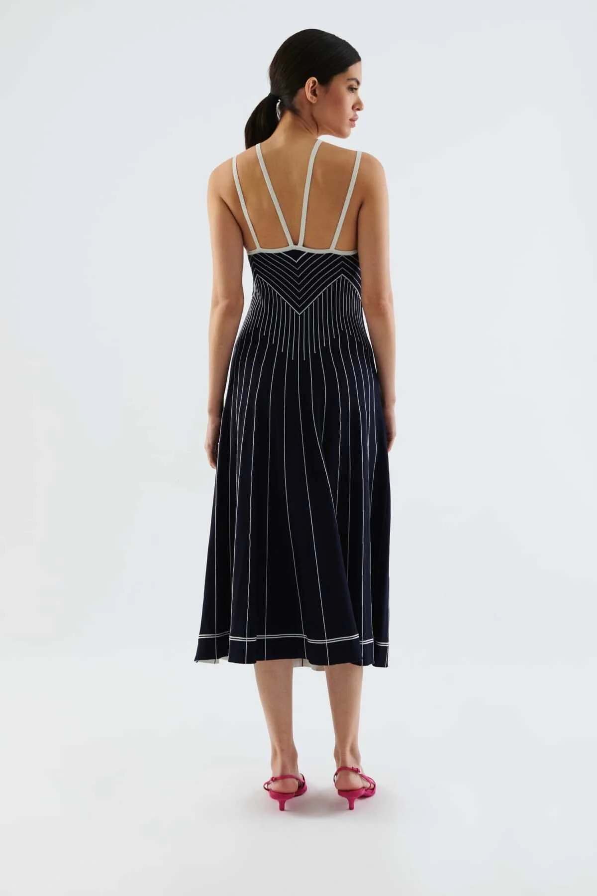 Askılı Desenli Triko Elbise Standart Renk - 2