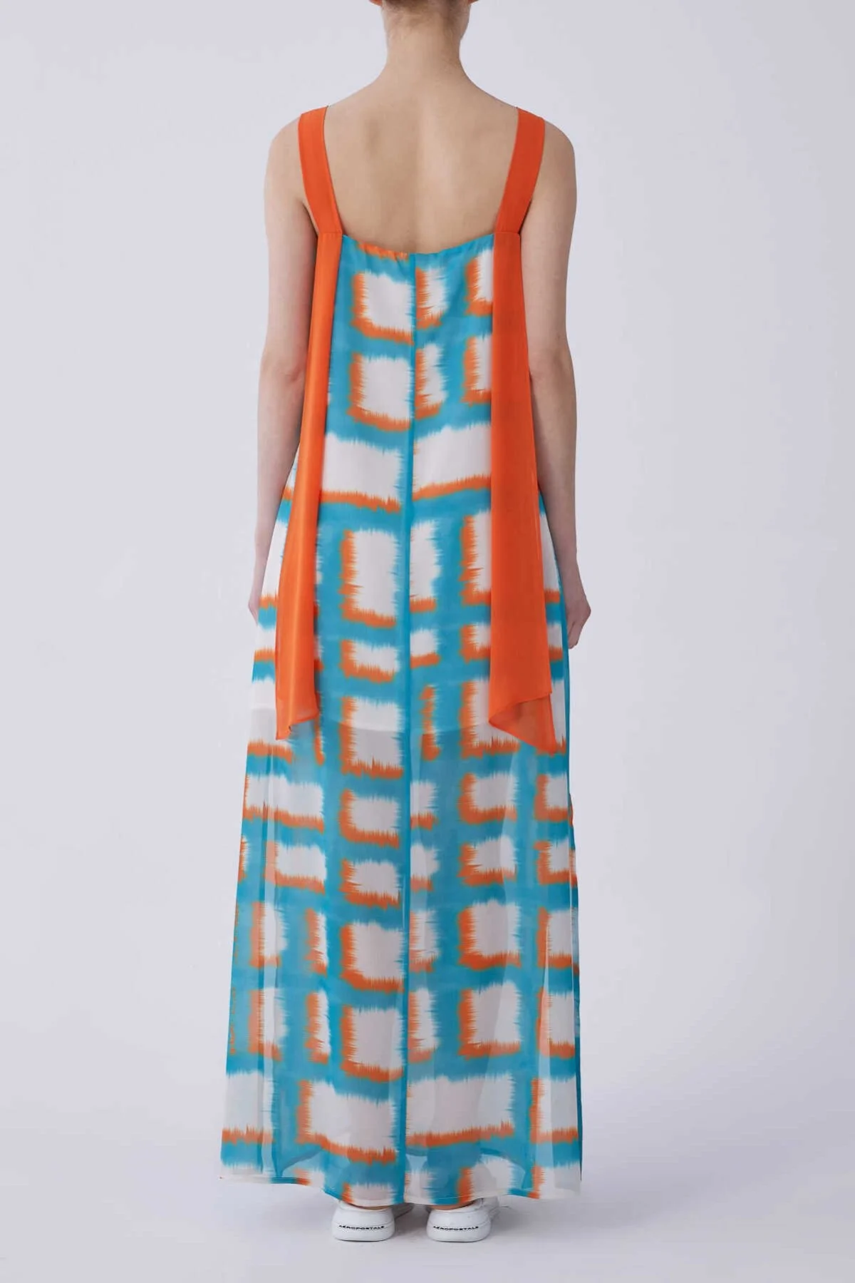 Askılı Empirme Desen Uzun Elbise Standart Renk - 2