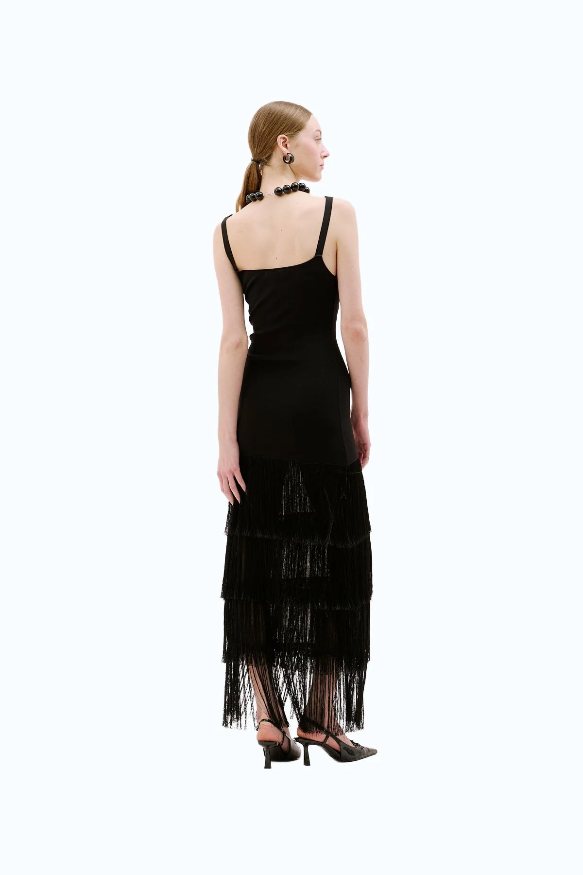 Askılı Maksi Boy Triko Elbise Siyah - 2