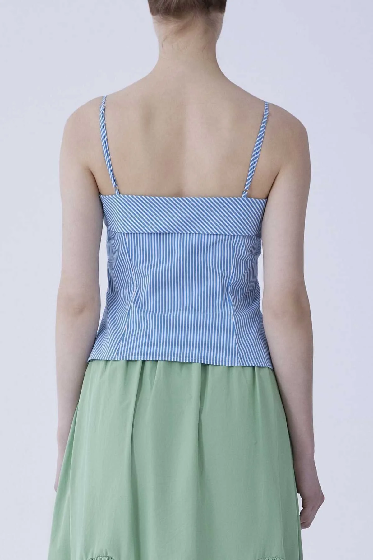 Askılı Mavi Çizgili Bluz Mavi - Beyaz - 2