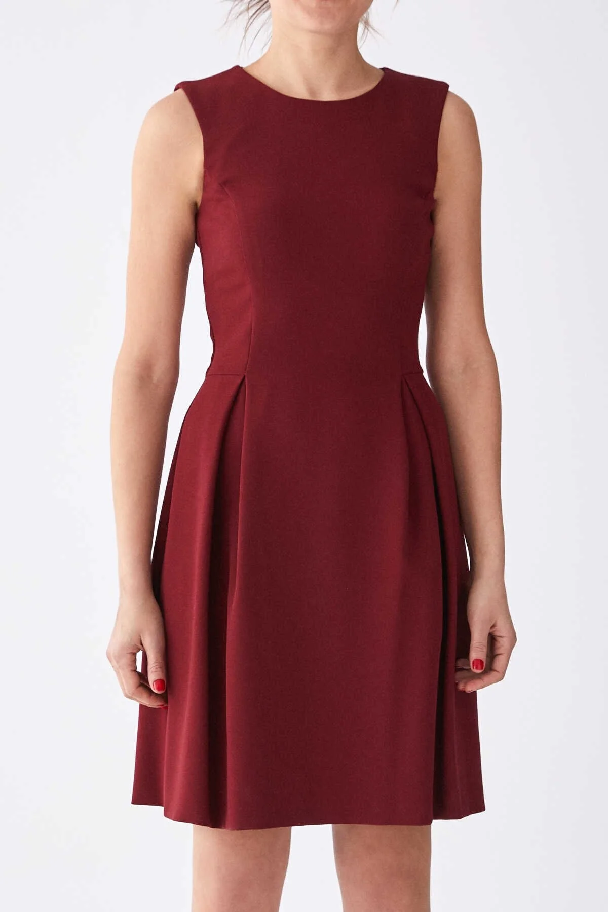  Askılı Mini Elbise Bordo - 1