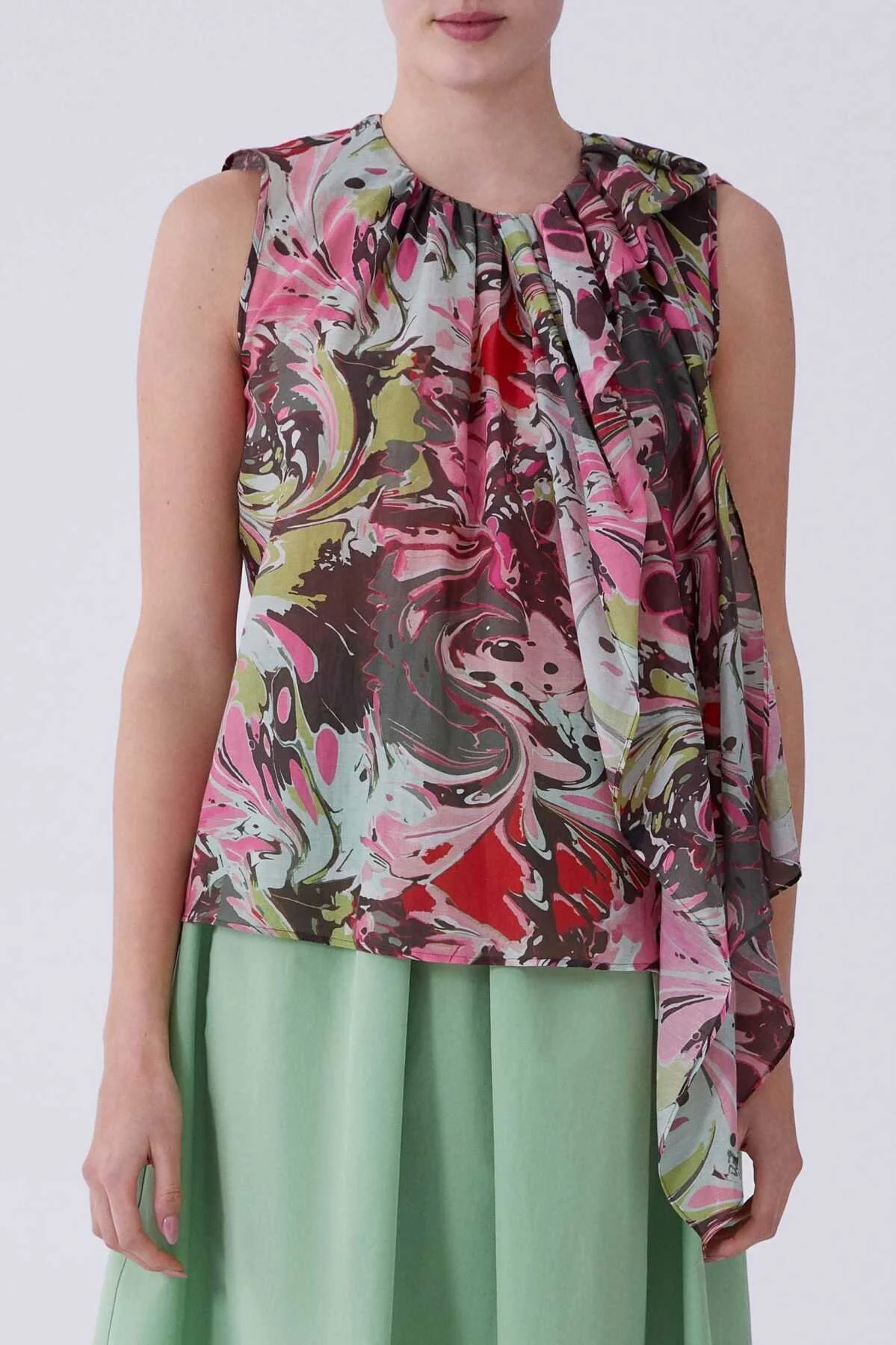 Askılı Ön Detaylı Floral Desen Bluz Standart Renk - 1