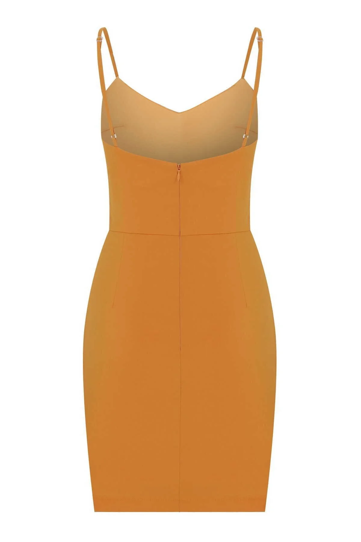 Askılı Turuncu Mini Elbise Oranj - 2