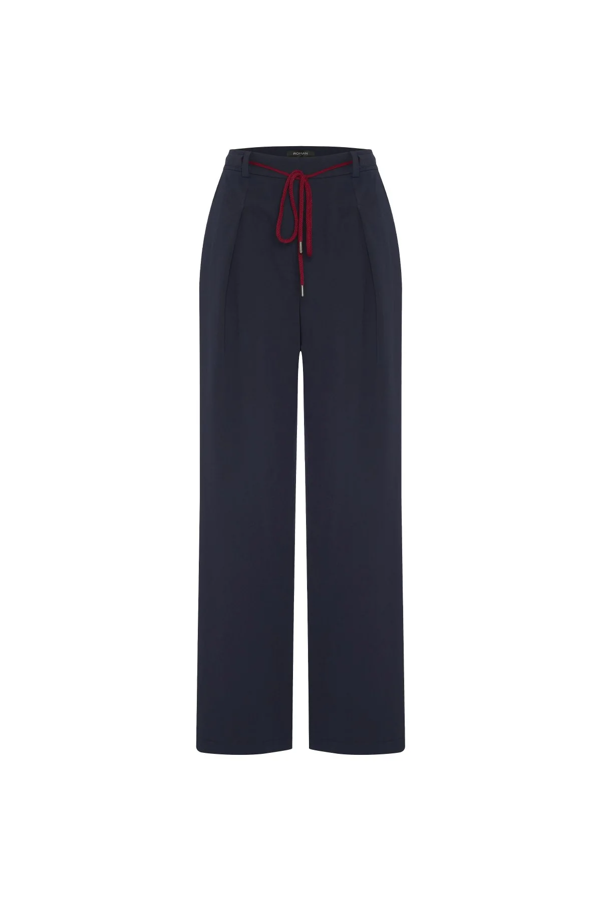 Bağcık Detaylı Pileli Geniş Paça Pantolon Lacivert - 7