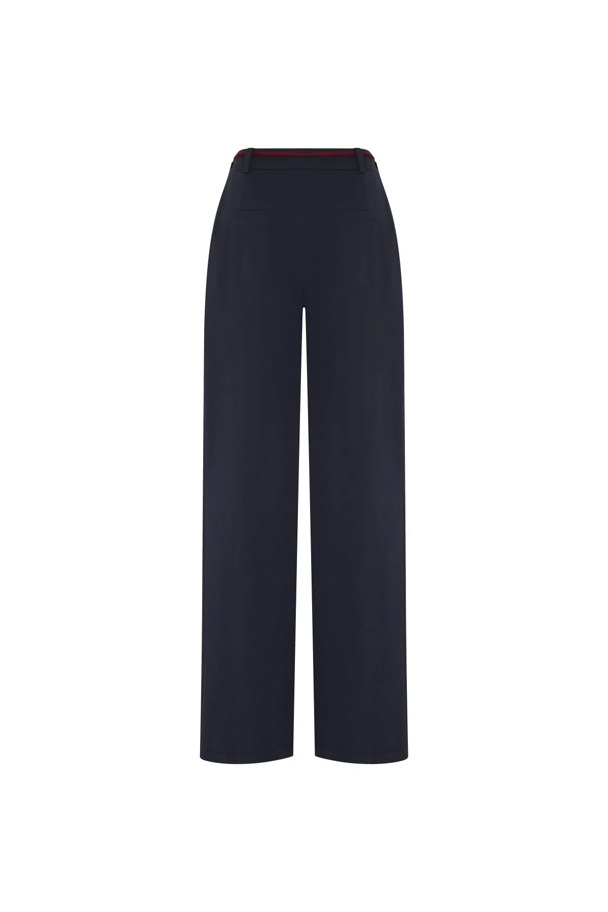 Bağcık Detaylı Pileli Geniş Paça Pantolon Lacivert - 8