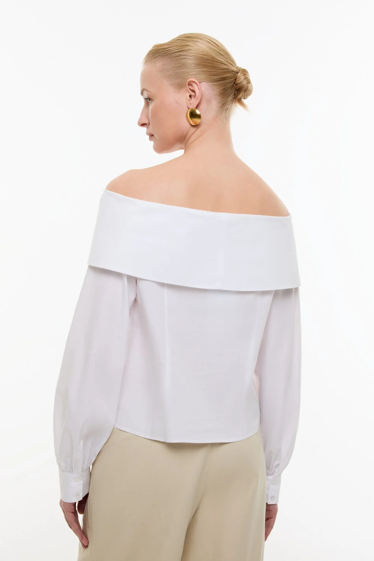 Bağlama Detaylı Madonna Yaka Gömlek Beyaz - 2