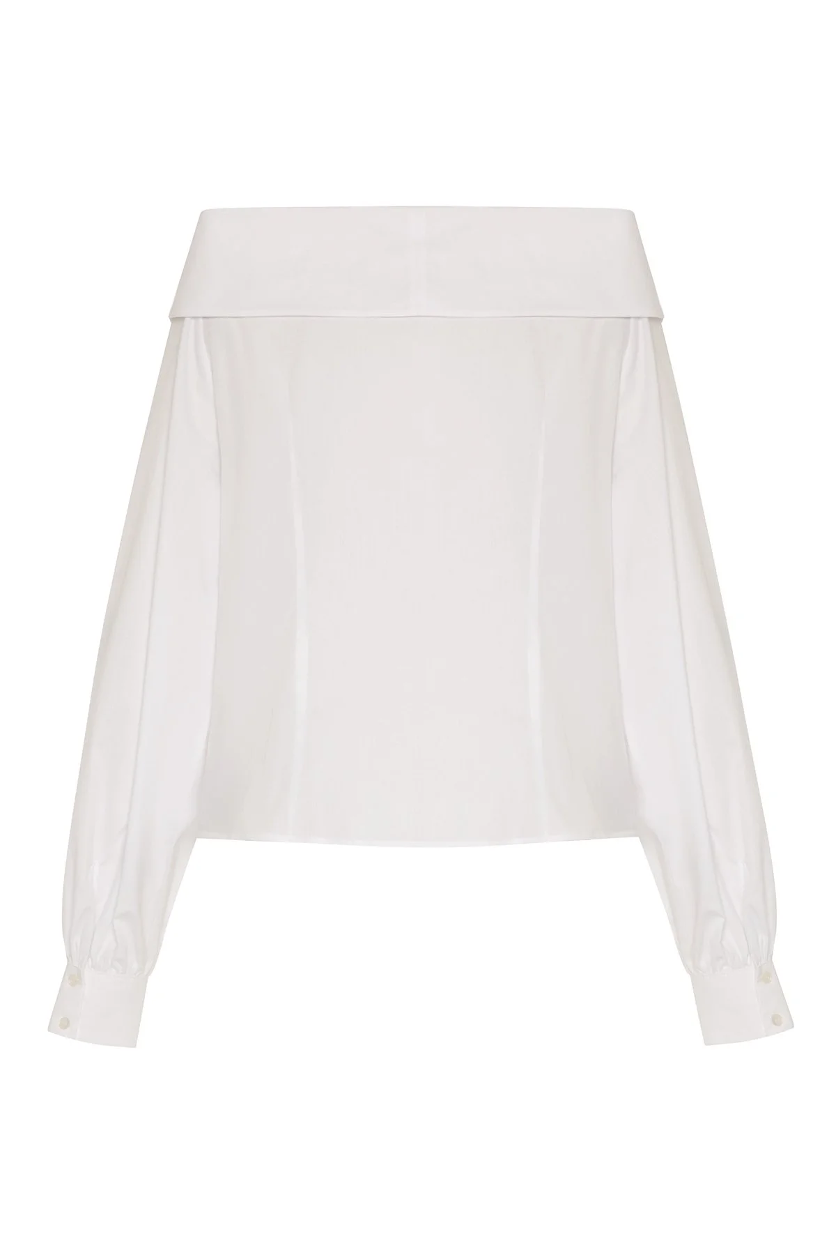 Bağlama Detaylı Madonna Yaka Gömlek Beyaz - 5