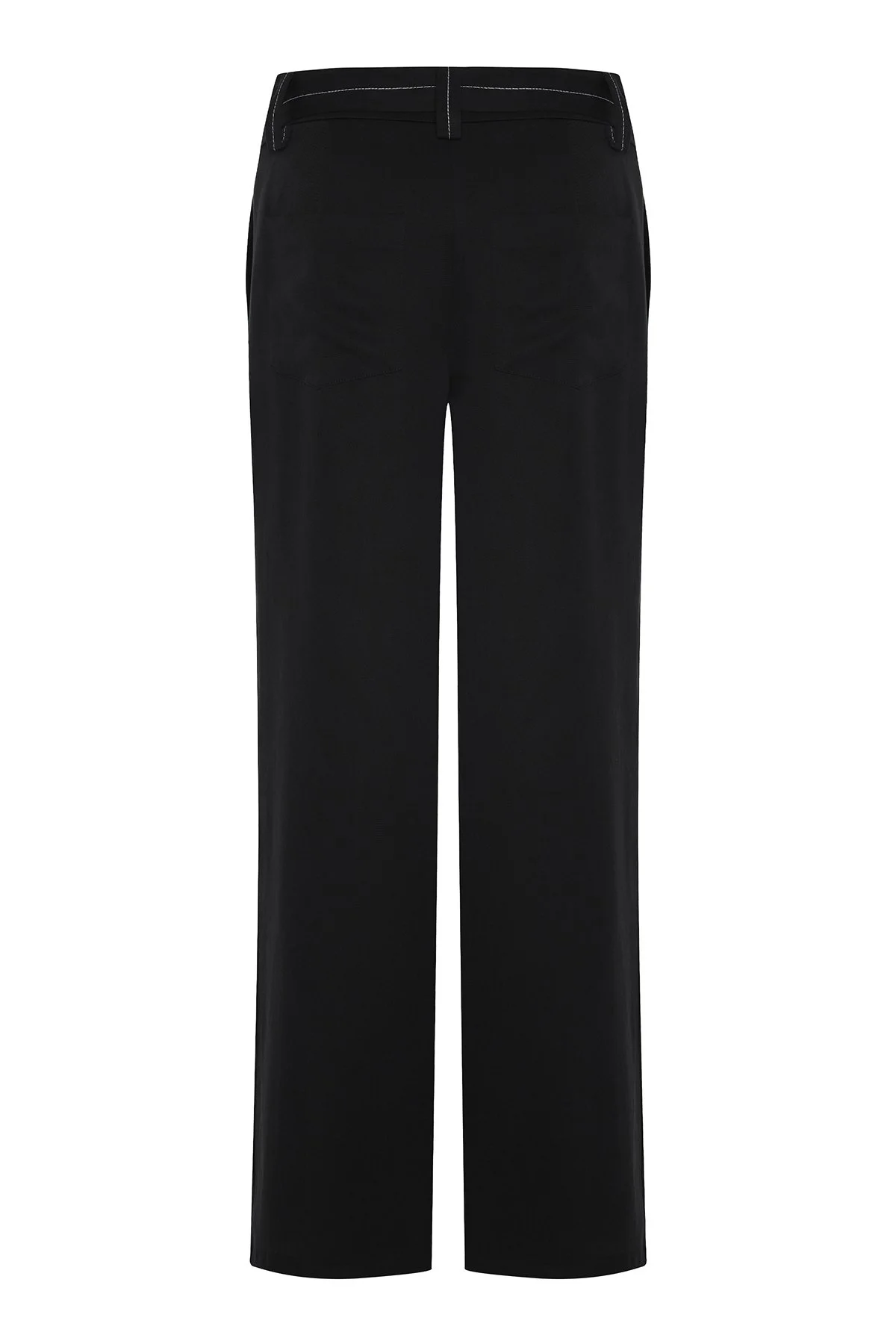 Bağlama Kemer Detaylı Geniş Paça Pantolon Lacivert - 5