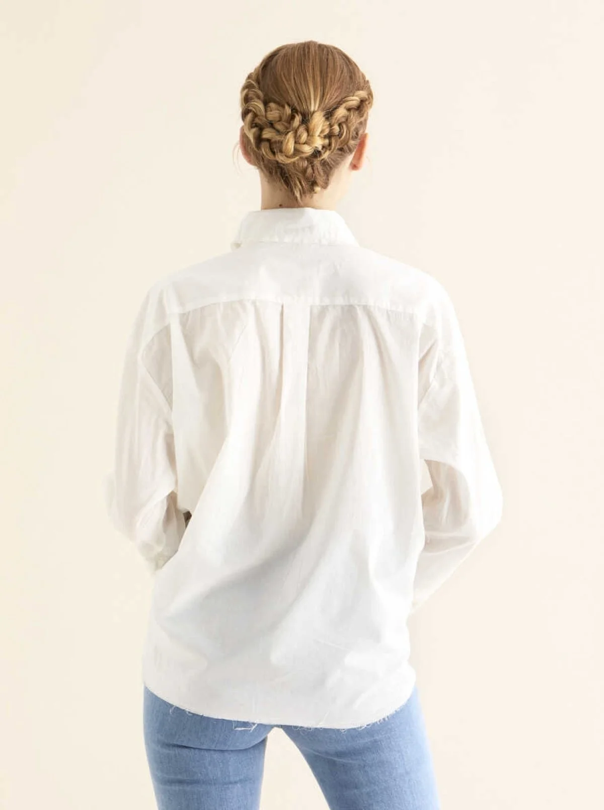 Bağlamalı ve Kolları Volanlı Gömlek Beyaz - 2