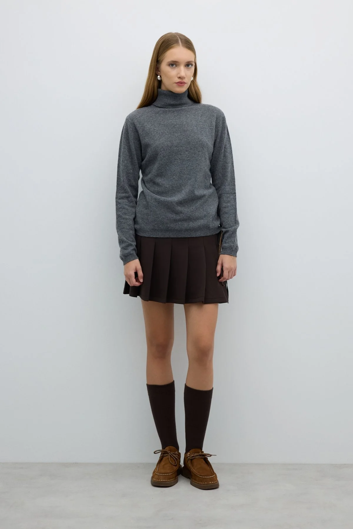 Balıkçı Yaka Triko Kazak Gri - 3