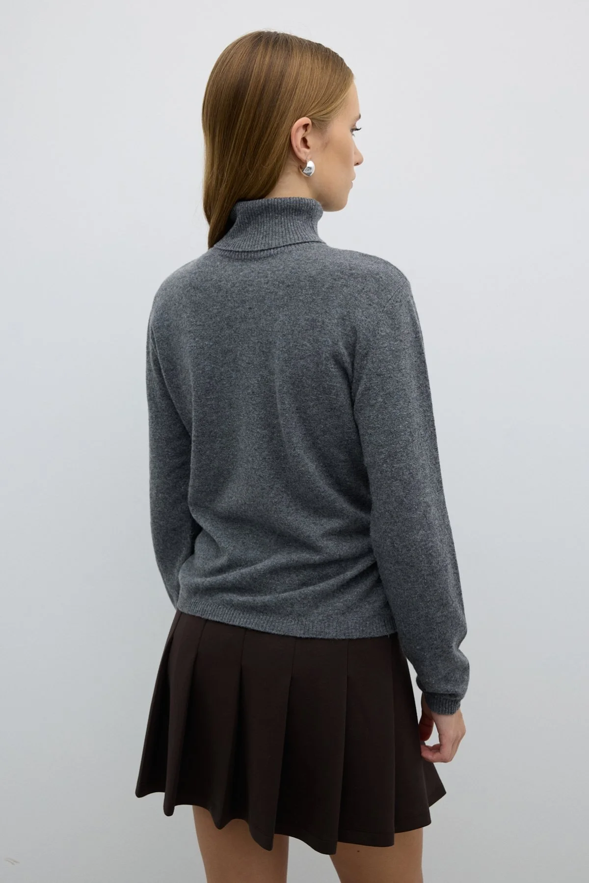 Balıkçı Yaka Triko Kazak Gri - 2