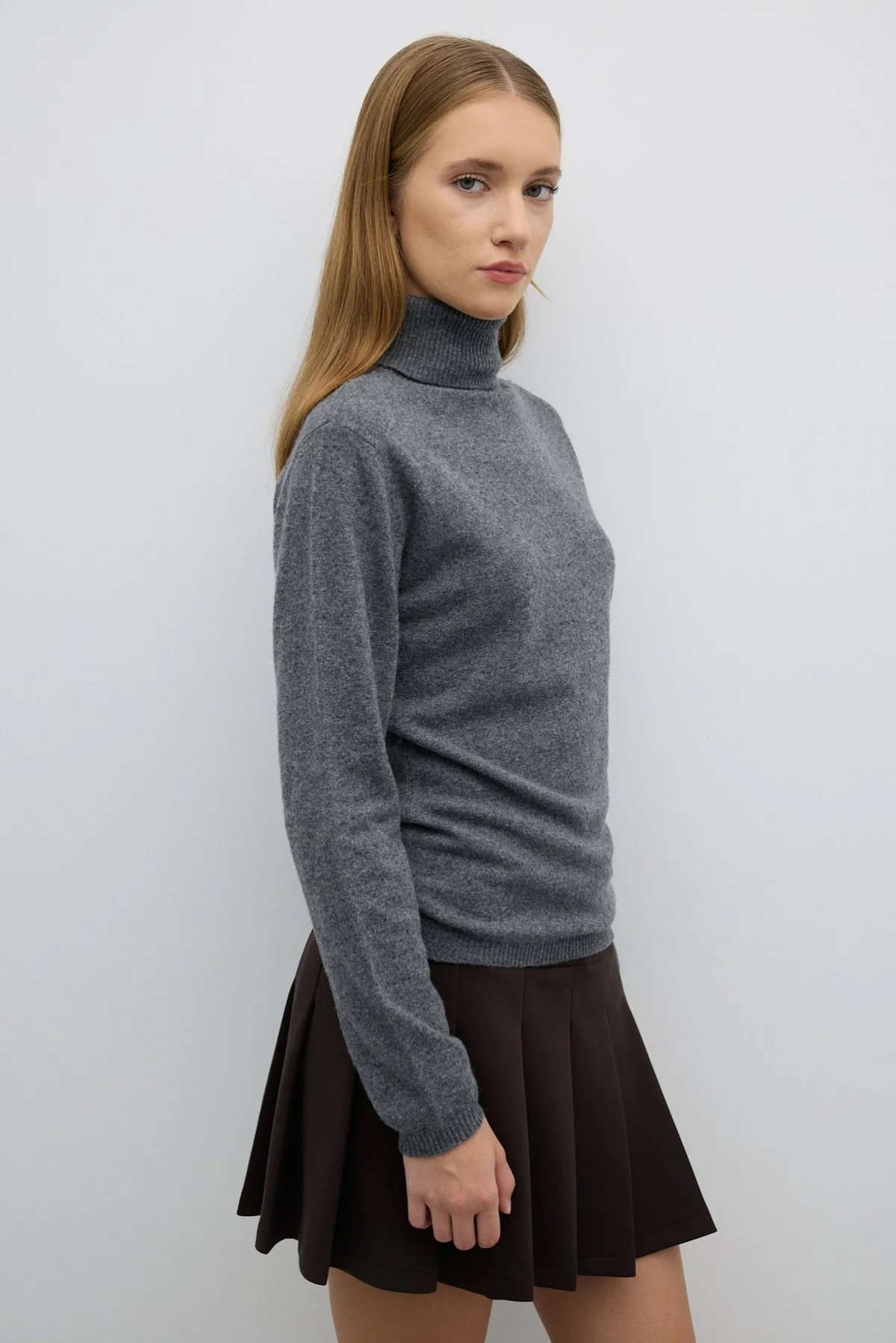 Balıkçı Yaka Triko Kazak Gri - 4