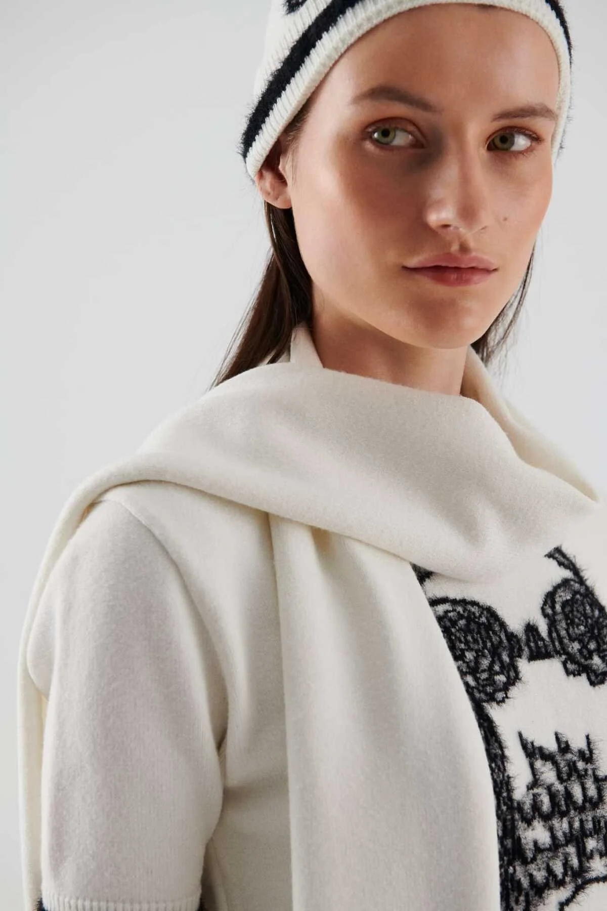  Baykuş Desenli Triko Atkı Standart Renk - 2