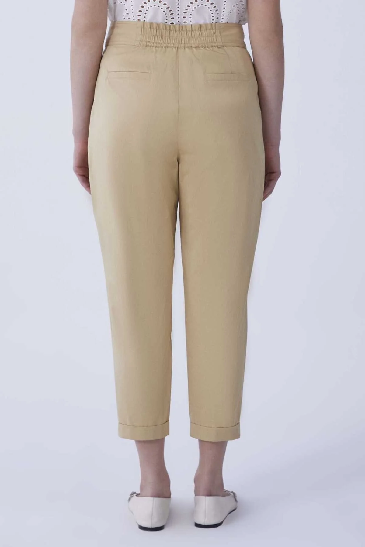 Bel Detaylı Havuç Paça Pantolon Camel - 2
