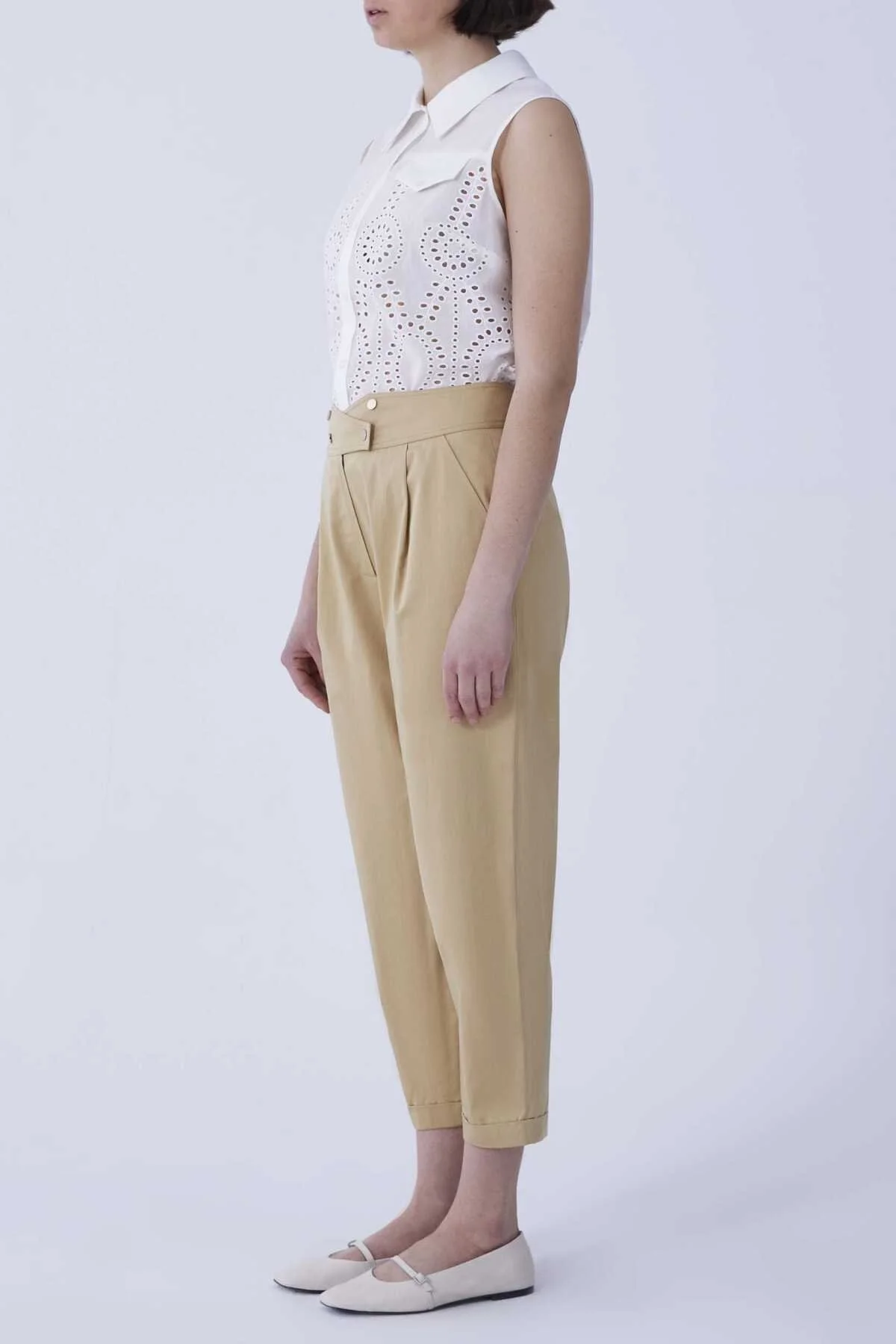 Bel Detaylı Havuç Paça Pantolon Camel - 3