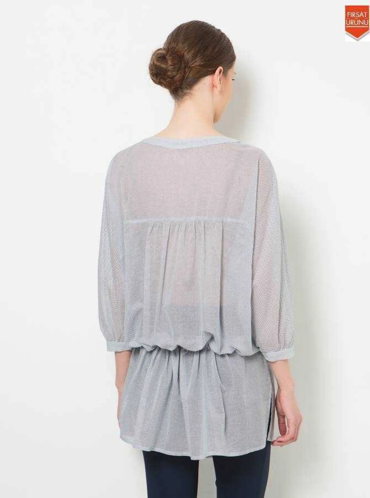  Bel Detaylı Kadın Bluz Lacivert - 2