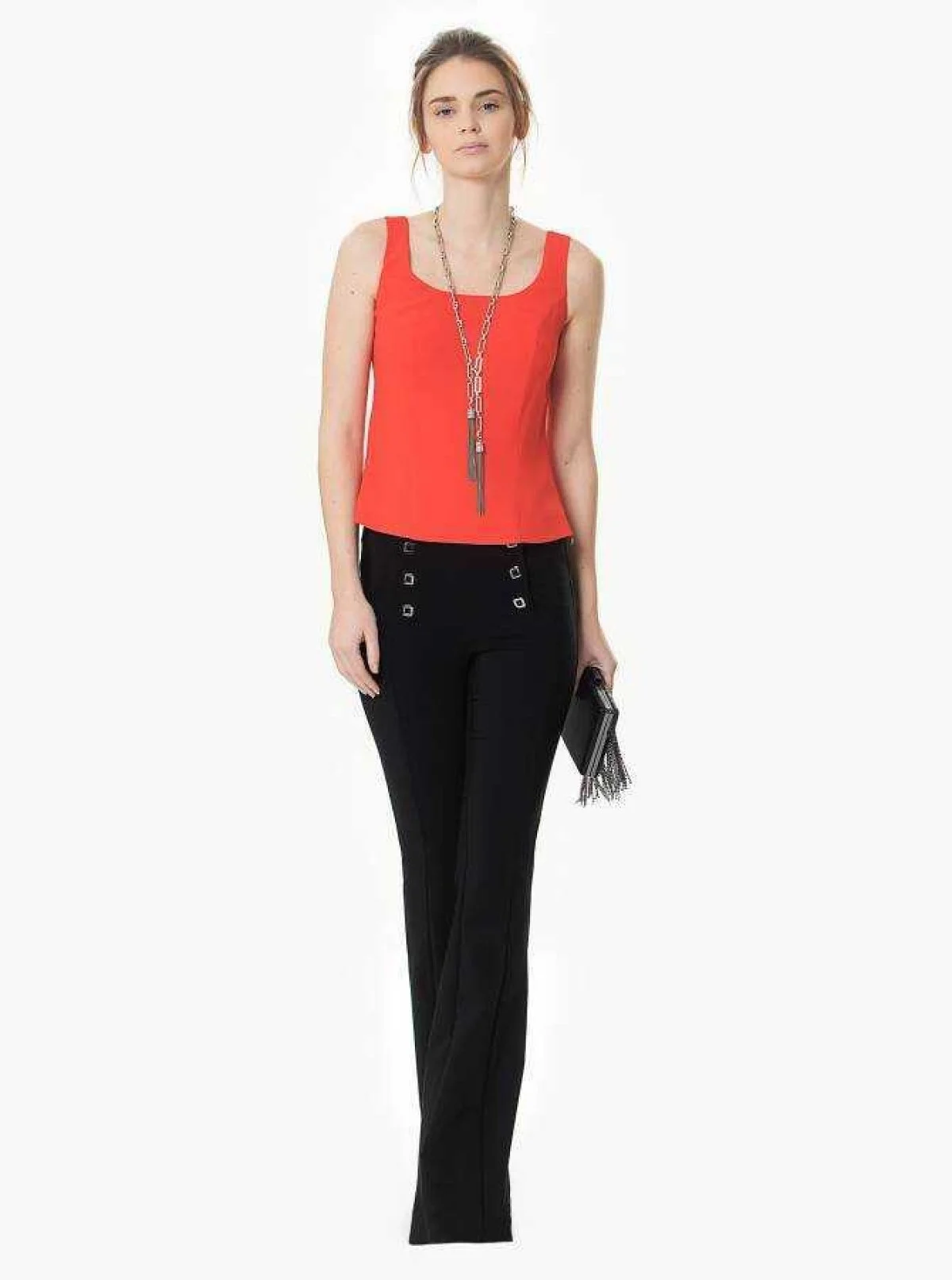 Bel Detaylı Kadın Pantolon Siyah - 1