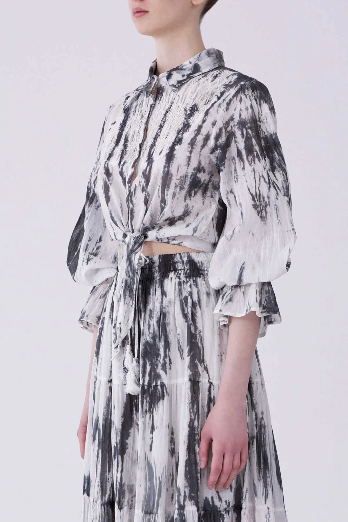 Belden Bağlamalı Beyaz Bluz Standart Renk - 3