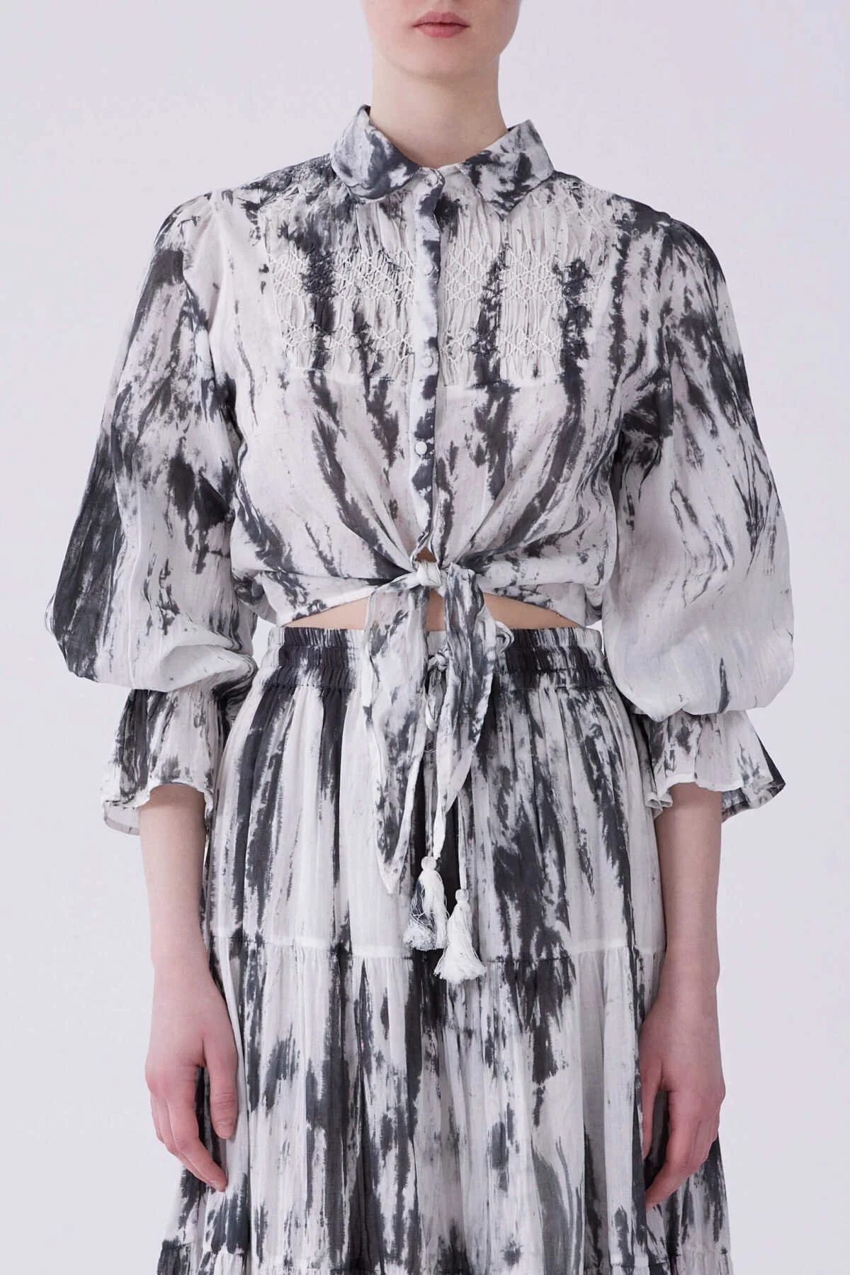 Belden Bağlamalı Beyaz Bluz Standart Renk - 1