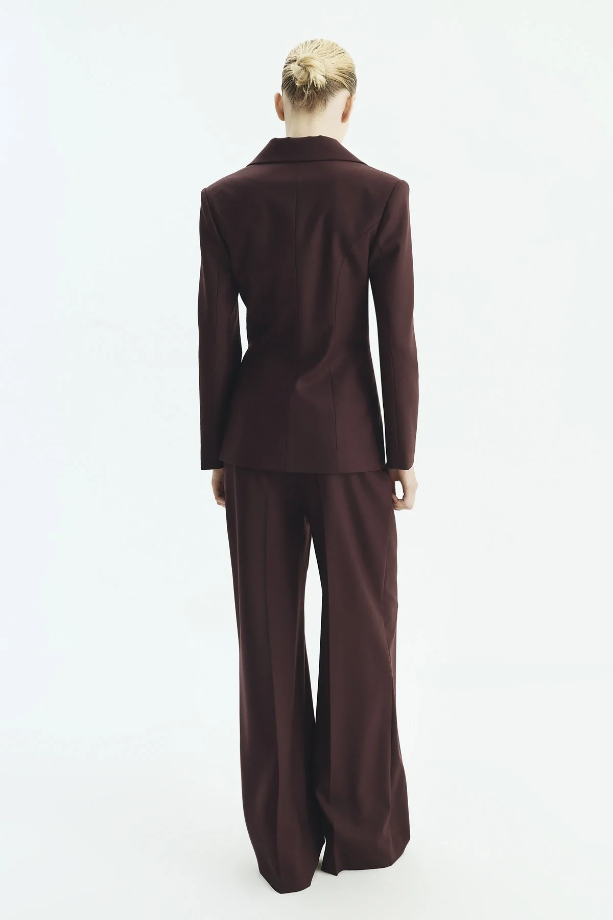 Bele Oturan Agraflı Blazer Ceket Bordo - 2
