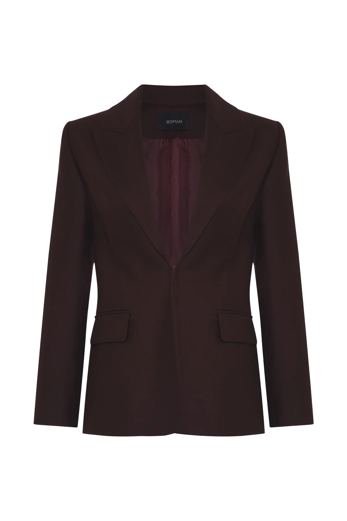 Bele Oturan Agraflı Blazer Ceket Bordo - 5