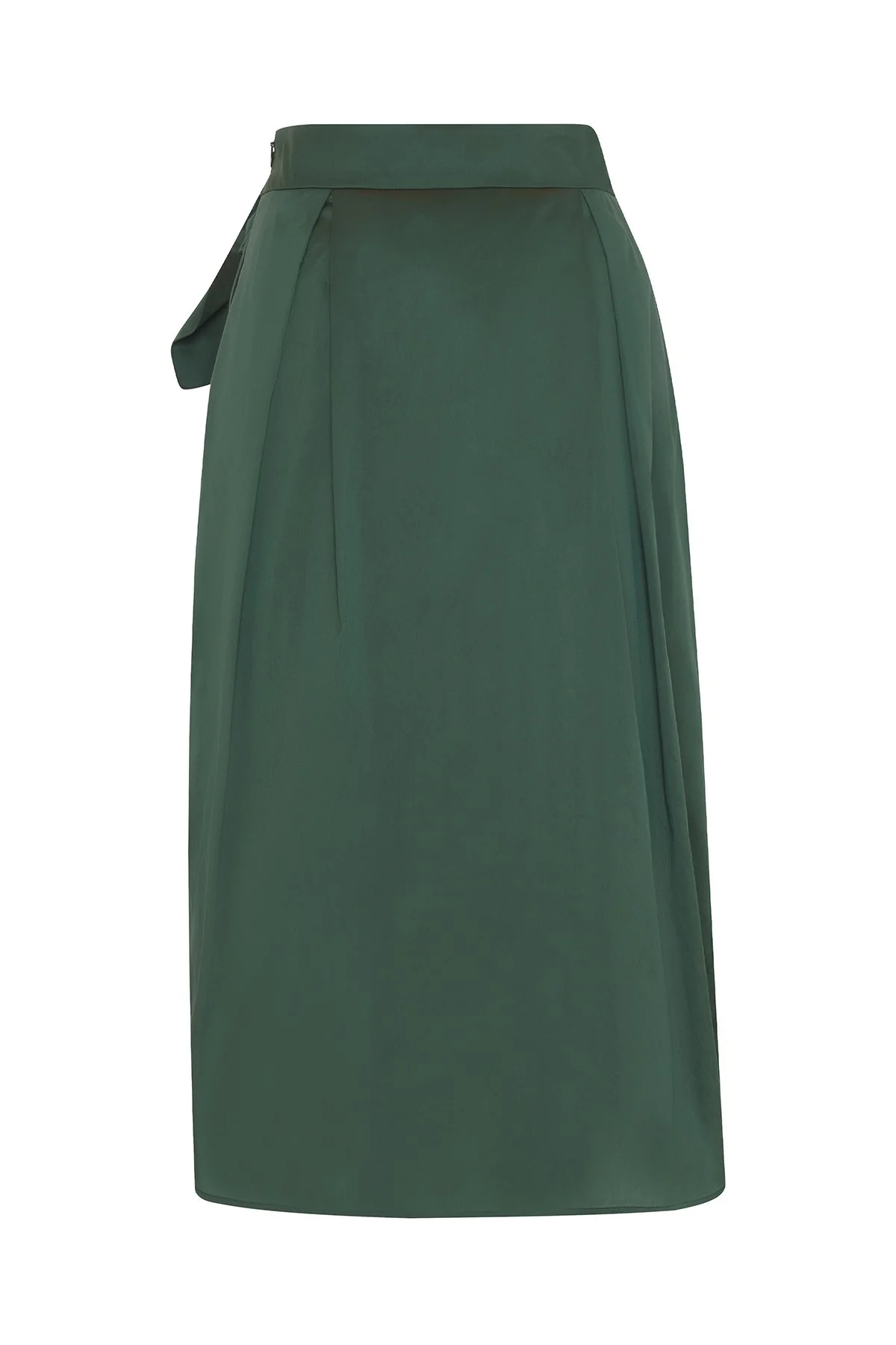 Beli Bağlama Detaylı Midi Boy Tafta Etek Yeşil - 5