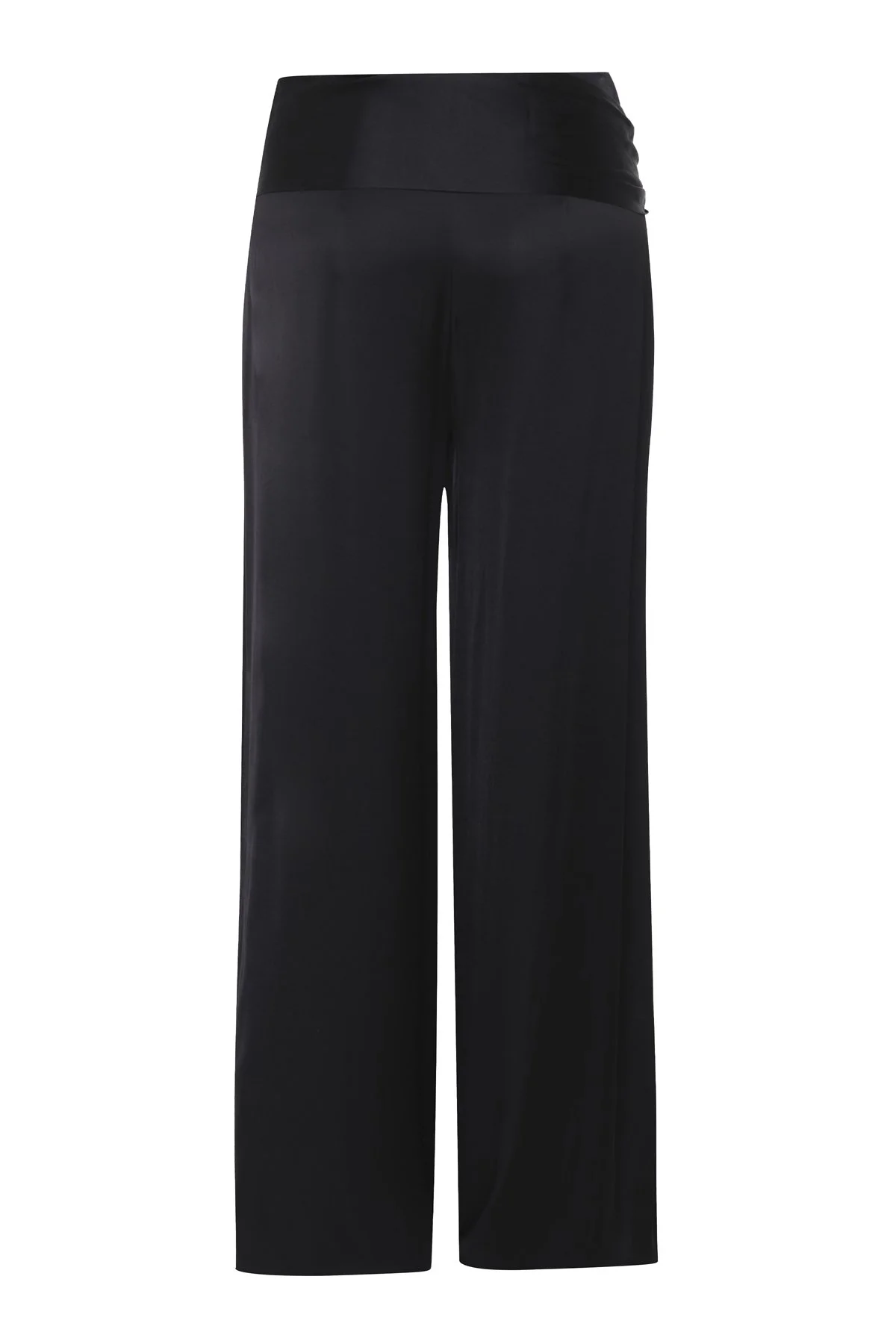 Beli Kuşaklı Saten Pantolon Siyah - 2