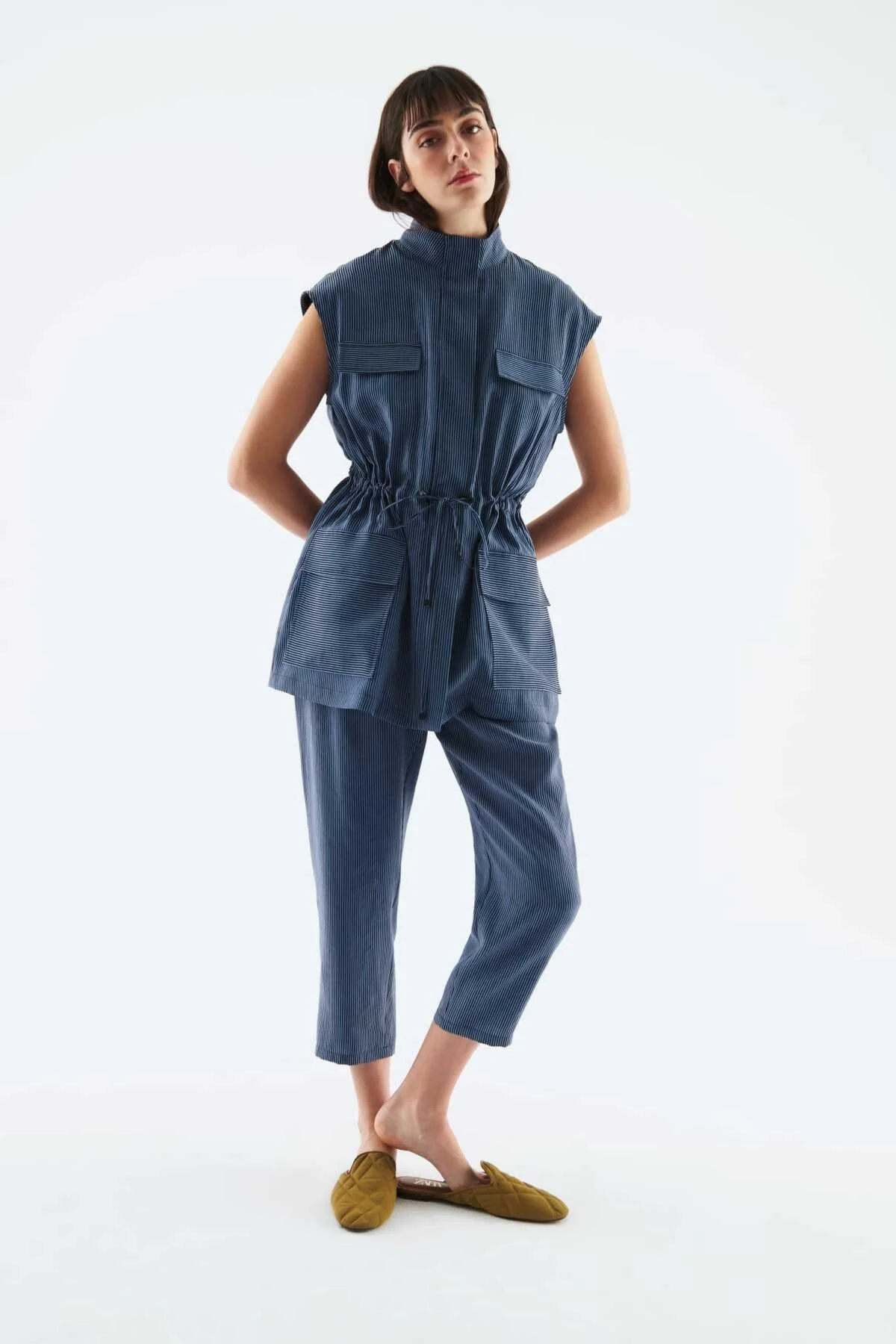 Beli Lastikli Desenli Kadın Yelek Standart Renk - 3