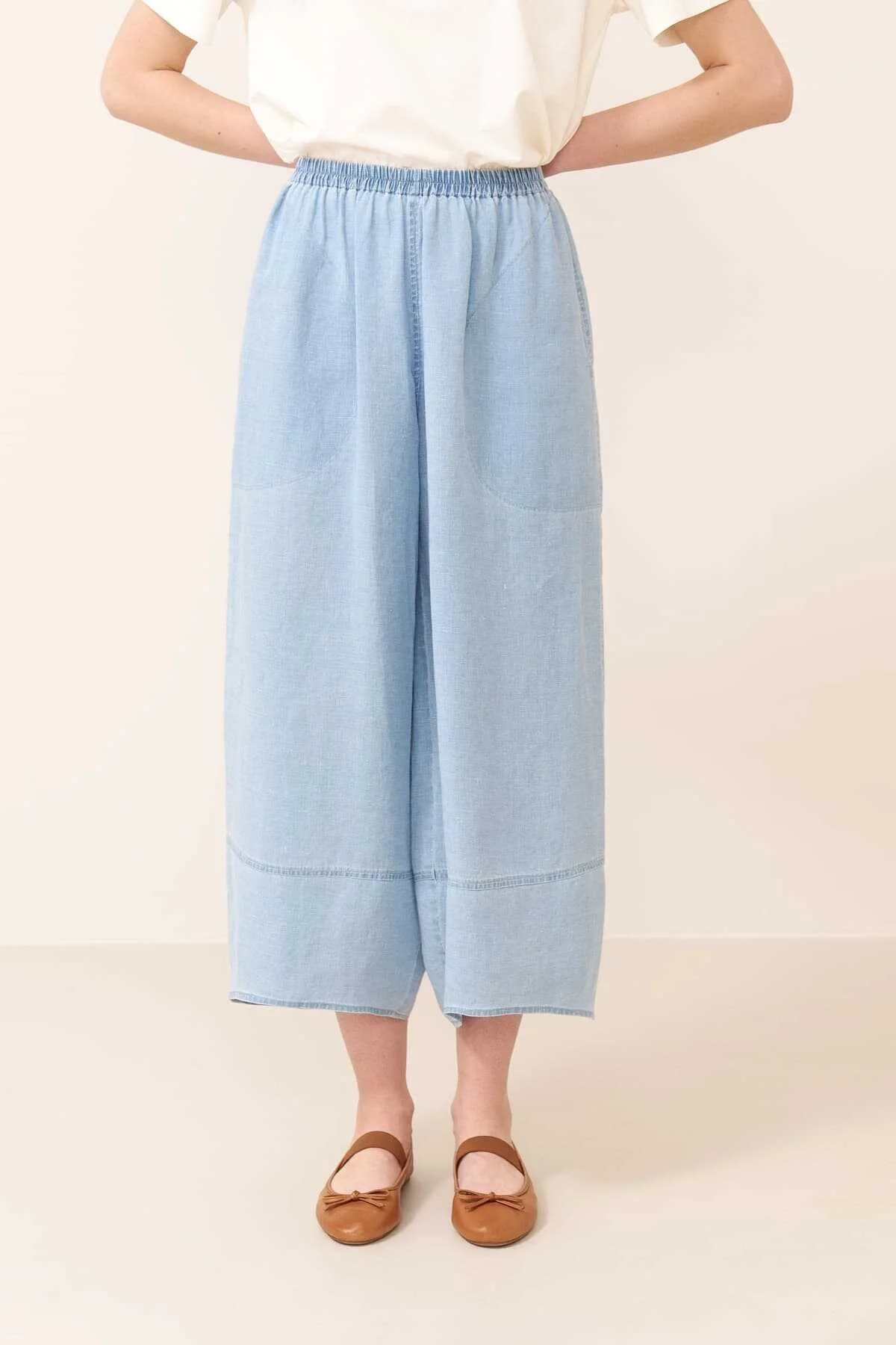 Beli Lastikli Geniş Paça Pantolon Standart Renk - 3